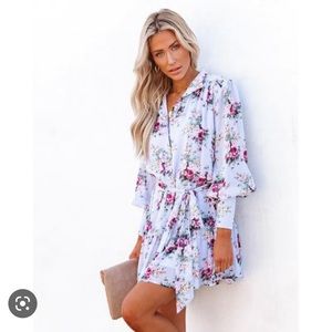 VICI - Bluebell Floral Chiffon Button Down Dress